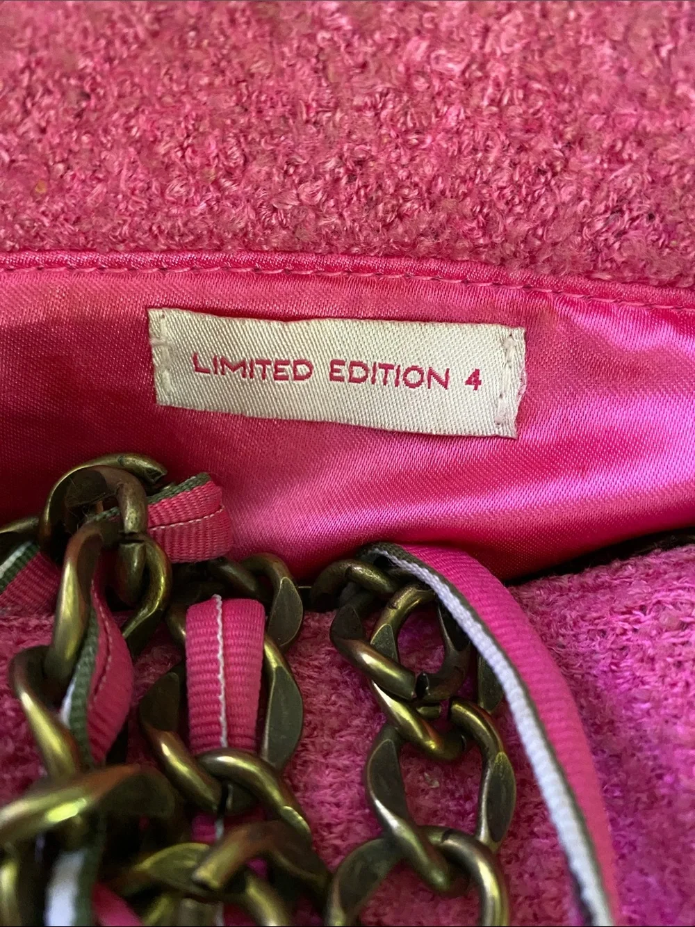 Goldie Bright Pink Plush Tote with Ribbon Charm
